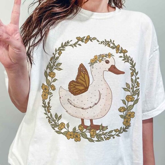Other - Fairy Duck Comfort Colors TShirt, Botanical Fairycore Cottagecore Shirt